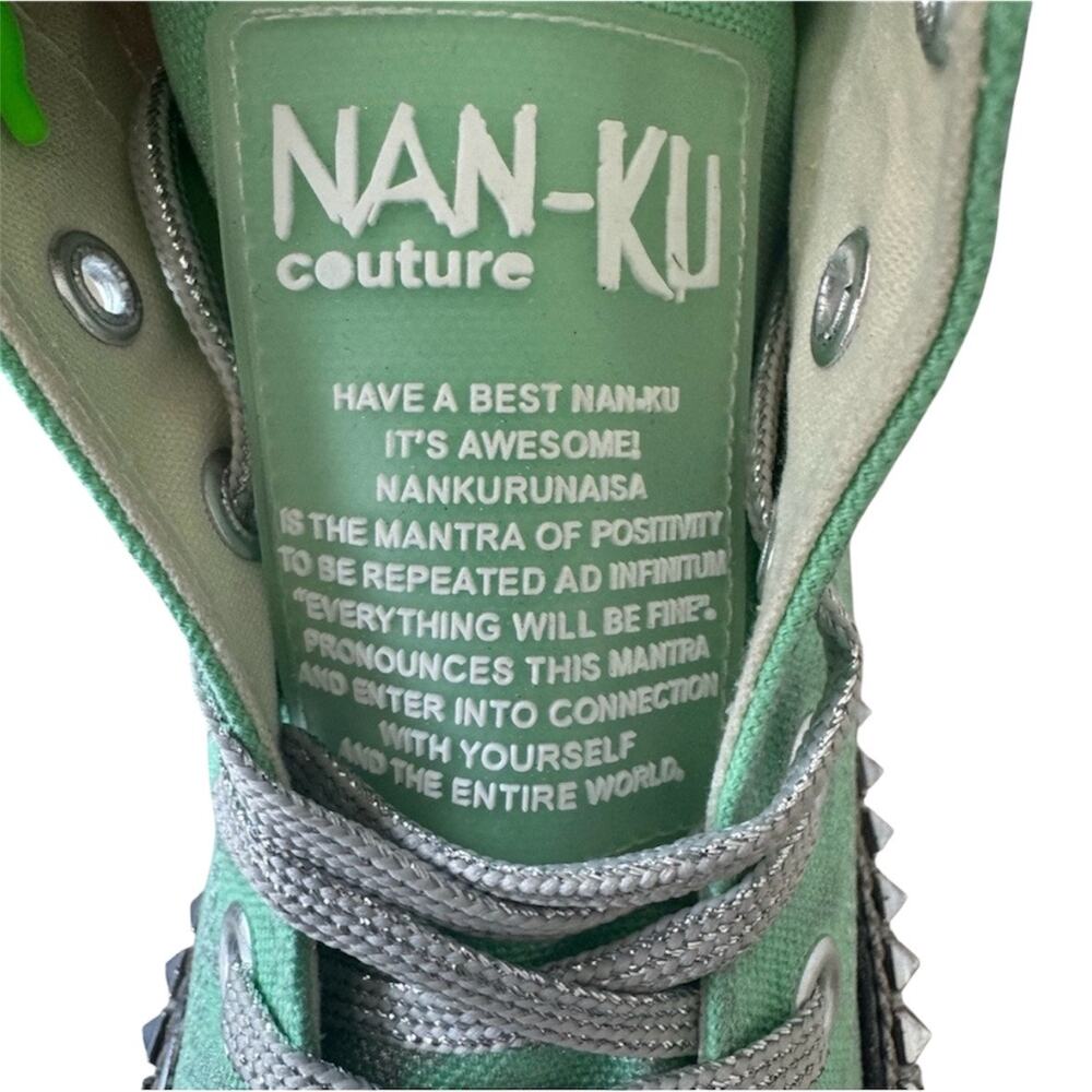 NAN-KU Couture Cruise Spring Mint Hi-Top Studded Embellished Sneakers sz 39 NEW - Picture 7 of 10